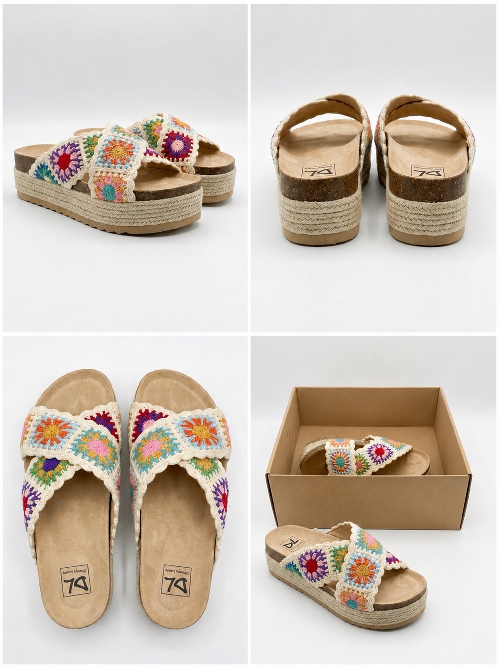 *BRAND NEW* Dirty Laundry 7.5 Beige Crochet Platform Slide Sandals IN BOX